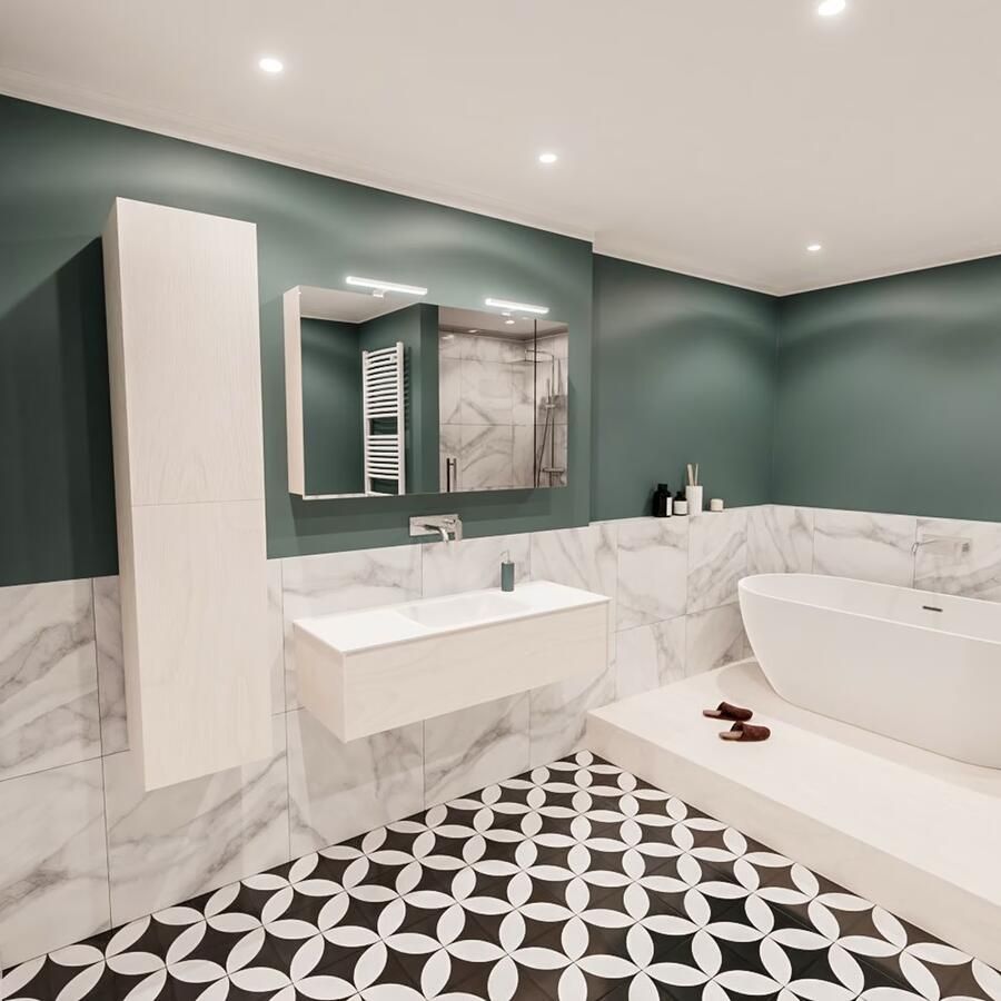 Zaro Lush onderkast 120cm in kleur UNDERLAYMENT met 1 lade Push tot open geschikt voor gecentreerde wastafel. Compleet met solid surface wastafel cloud M35162met 0 kraangat(en) - Foto 2