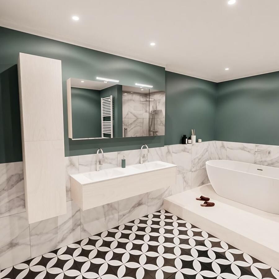 Zaro Lush onderkast 150cm in kleur UNDERLAYMENT met 1 lade Push tot open geschikt voor dubbele wastafel. Compleet met solid surface wastafel cloud M35219met 2 kraangat(en) - Foto 3