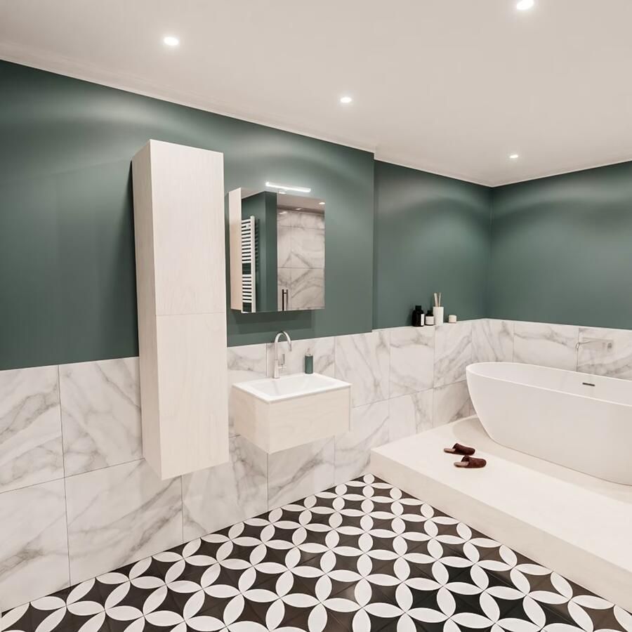 Zaro Lush onderkast 60cm in kleur UNDERLAYMENT met 1 lade Push tot open geschikt voor gecentreerde wastafel. Compleet met solid surface wastafel cloud M35111met 1 kraangat(en) - Foto 3