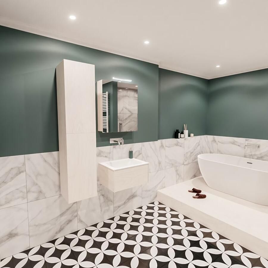 Zaro Lush onderkast 60cm in kleur UNDERLAYMENT met 1 lade Push tot open geschikt voor gecentreerde wastafel. Compleet met solid surface wastafel cloud M35111met 0 kraangat(en) - Foto 3