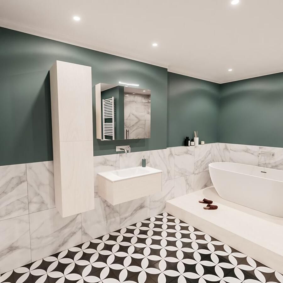 Zaro Lush onderkast 80cm in kleur UNDERLAYMENT met 1 lade Push tot open geschikt voor gecentreerde wastafel. Compleet met solid surface wastafel cloud M35117met 0 kraangat(en) - Foto 3