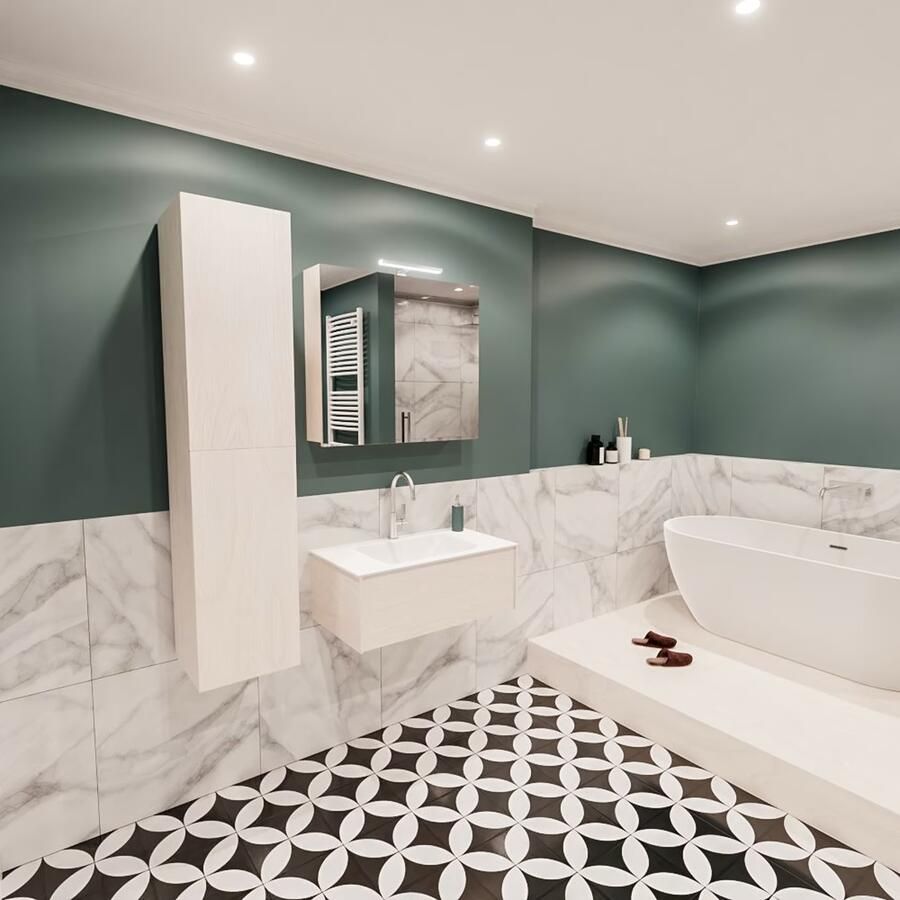 Zaro Lush onderkast 80cm in kleur UNDERLAYMENT met 1 lade Push tot open geschikt voor gecentreerde wastafel. Compleet met solid surface wastafel cloud M35117met 1 kraangat(en) - Foto 3