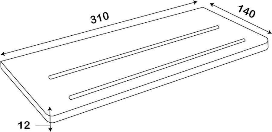 Mondiaz Planchet Easy | Wandmontage | 31x14x1.2 cm | Solid Surface | Rechthoek | Greey - Foto 2
