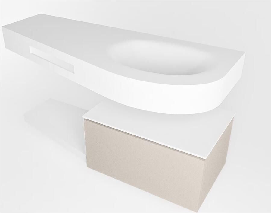 Mondiaz RIVA badmeubelsets 120x50x30cm 1 lade MDF Linen mat push to open 1 kraangat 1 wasbak rechts Talc solid surface RIVA10024 - Foto 4