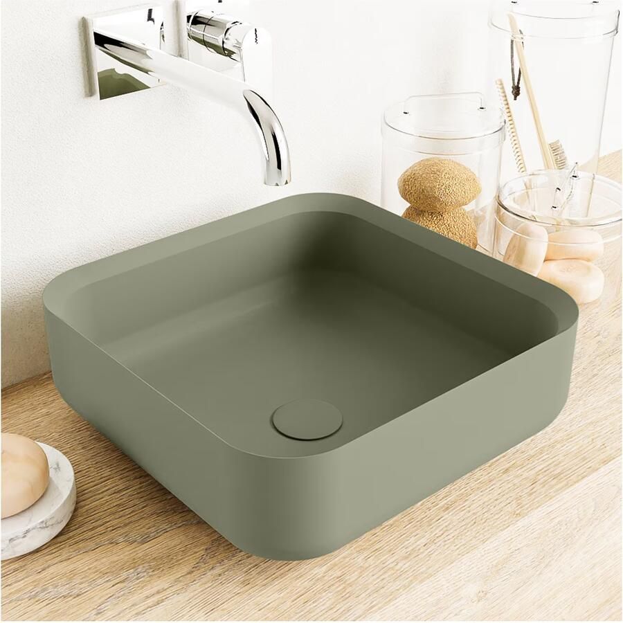 Mondiaz Speciaal Ruimtebesparend sifon met clickwaste Easy | 5 4" | Solid Surface | army