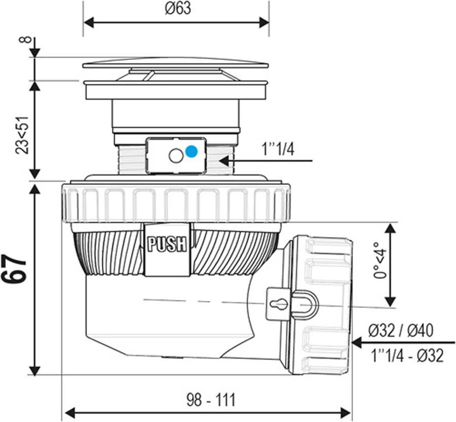 Mondiaz Speciaal Ruimtebesparend sifon met clickwaste Easy | 5 4" | Solid Surface | smag