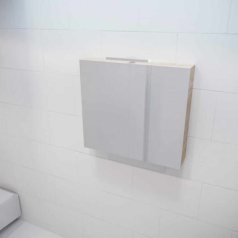 Mondiaz Spiegelkast Vico Cube | 80x70 cm | 1 Deur | Zonder verlichting | Eiken - Foto 2