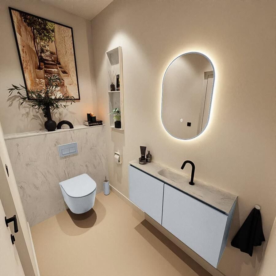 Mondiaz Toiletmeubel Ture Dlux | 100 cm | Meubelkleur Clay | Eden wastafel Opalo Midden | 1 kraangat