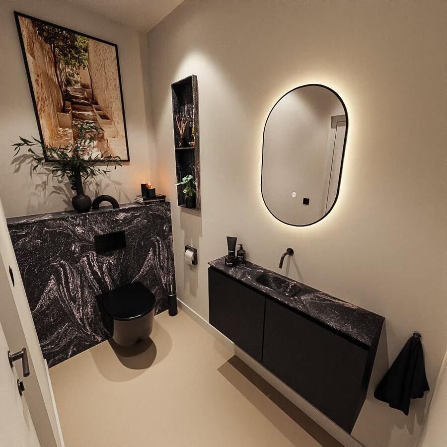 Mondiaz Toiletmeubel Ture Dlux | 100 cm | Meubelkleur Urban | Eden wastafel Lava Midden | Zonder kraangat - Foto 1