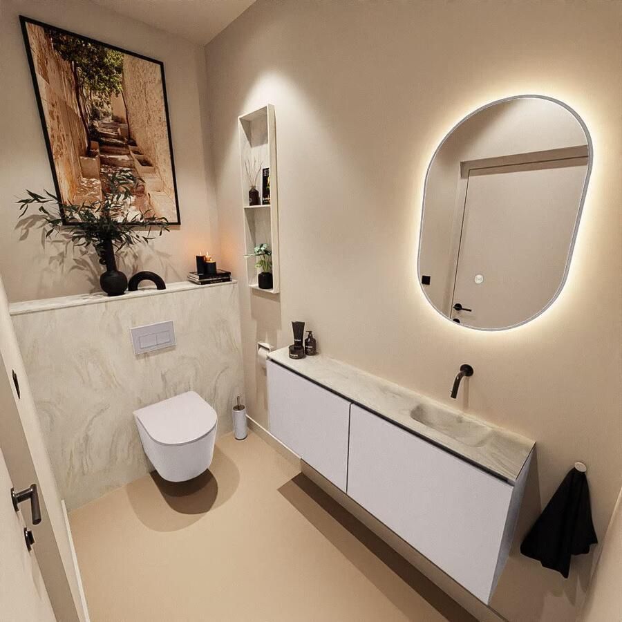 Mondiaz Toiletmeubel Ture Dlux | 120 cm | Meubelkleur Cale | Eden wastafel Ostra Rechts | Zonder kraangat - Foto 1