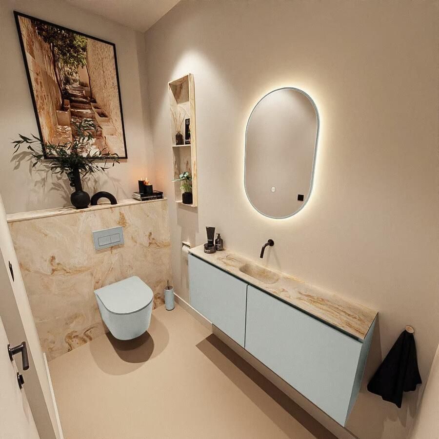 Mondiaz Toiletmeubel Ture Dlux | 120 cm | Meubelkleur Greey | Eden wastafel Frappe Midden | Zonder kraangat
