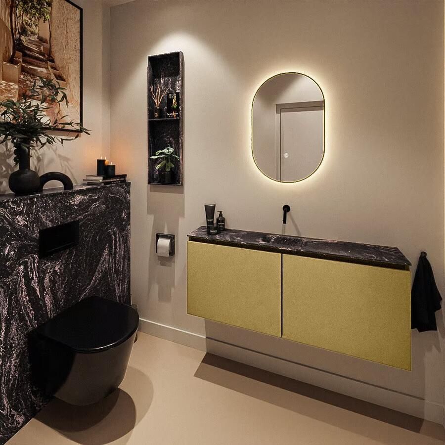 Mondiaz Toiletmeubel Ture Dlux | 120 cm | Meubelkleur Oro | Eden wastafel Lava Midden | Zonder kraangat