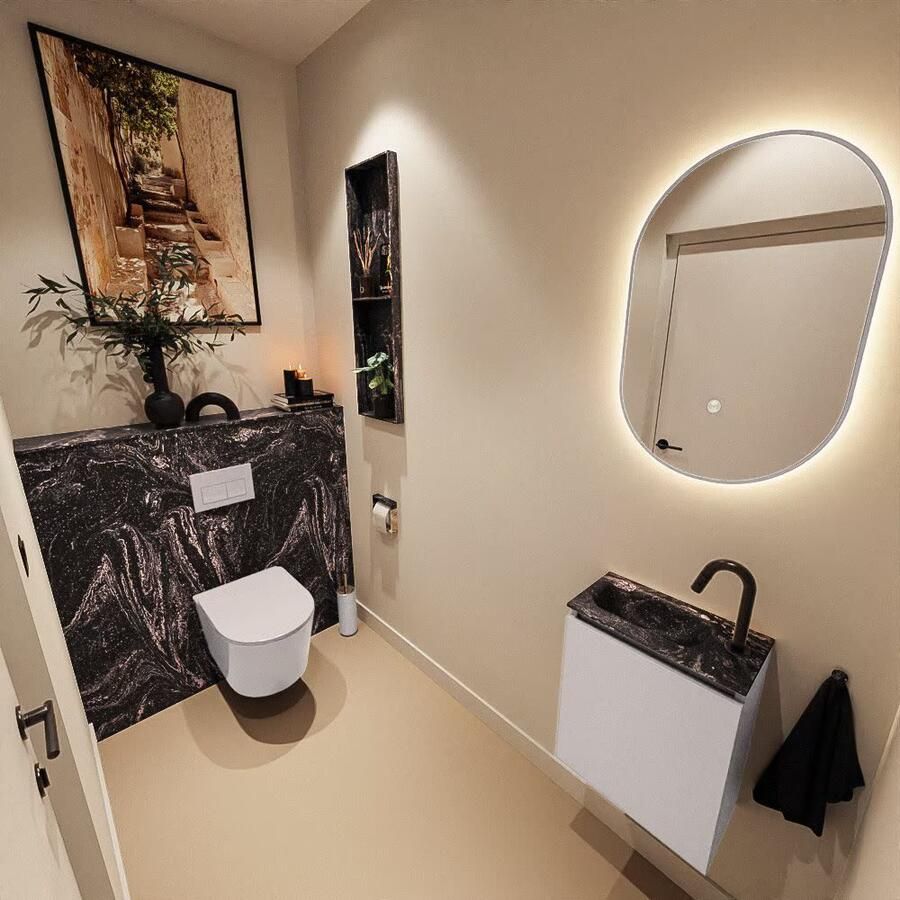 Mondiaz Toiletmeubel Ture Dlux | 40 cm | Meubelkleur Cale | Eden wastafel Lava Links | 1 kraangat - Foto 1