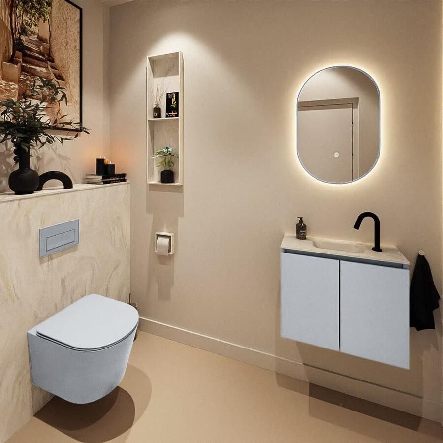 Mondiaz Toiletmeubel Ture Dlux | 60 cm | Meubelkleur Clay | Eden wastafel Ostra Midden | 1 kraangat