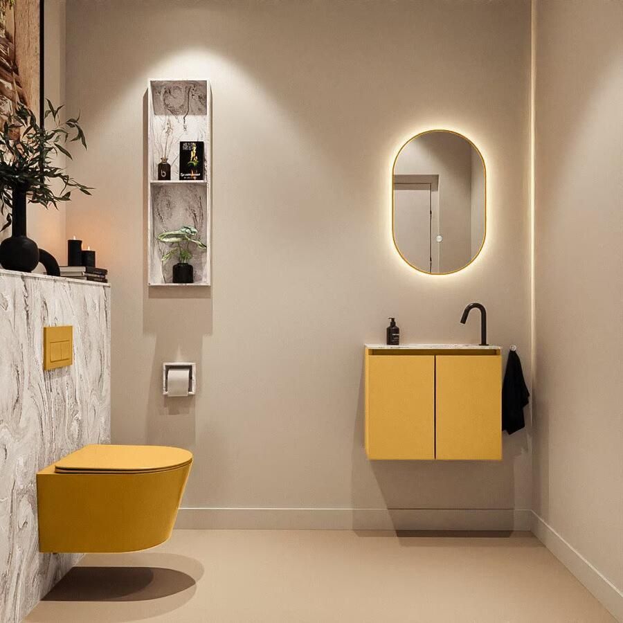 Mondiaz Toiletmeubel Ture Dlux | 60 cm | Meubelkleur Ocher | Eden wastafel Glace Rechts | 1 kraangat - Foto 2