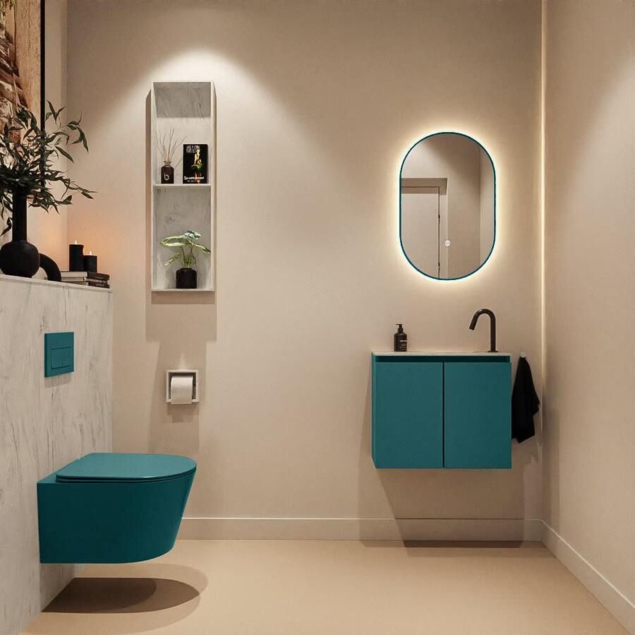 Mondiaz Toiletmeubel Ture Dlux | 60 cm | Meubelkleur Smag | Eden wastafel Opalo Rechts | 1 kraangat - Foto 2