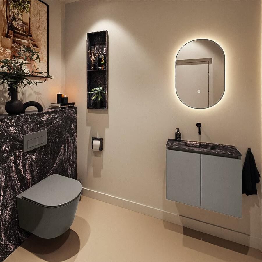 Mondiaz Toiletmeubel Ture Dlux | 60 cm | Meubelkleur Smoke | Eden wastafel Lava Midden | Zonder kraangat - Foto 2