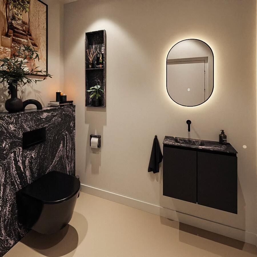 Mondiaz Toiletmeubel Ture Dlux | 60 cm | Meubelkleur Urban | Eden wastafel Lava Links | Zonder kraangat