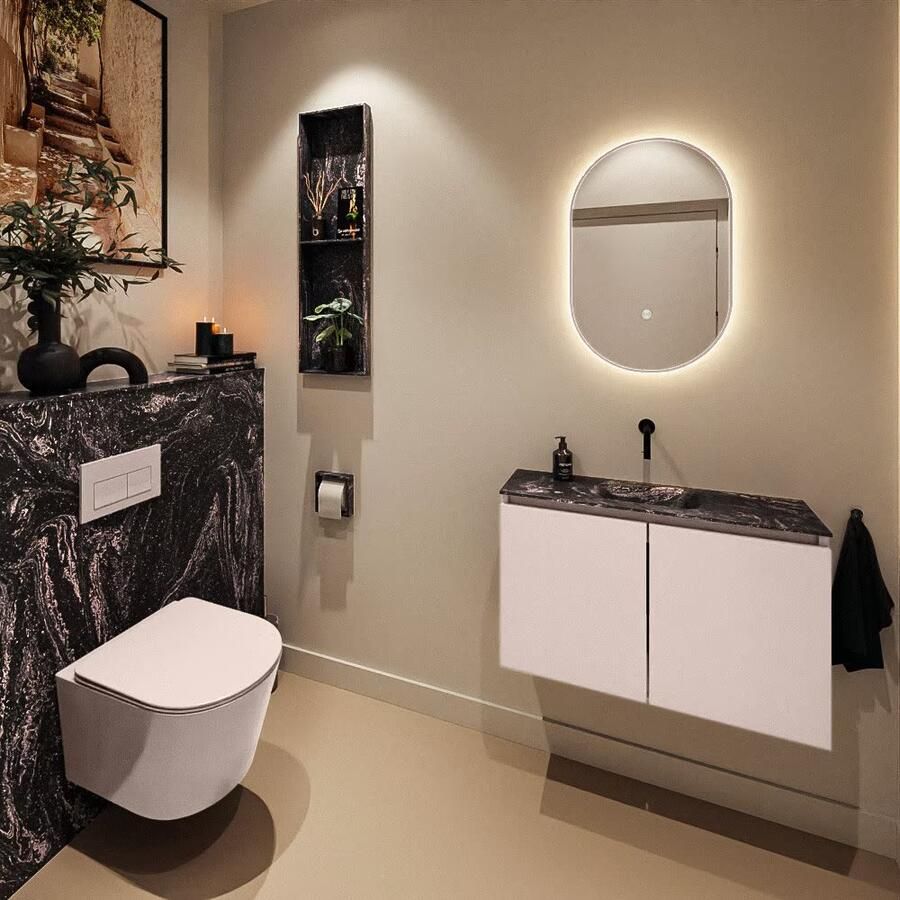 Mondiaz Toiletmeubel Ture Dlux | 80 cm | Meubelkleur Rosee | Eden wastafel Lava Midden | Zonder kraangat - Foto 2
