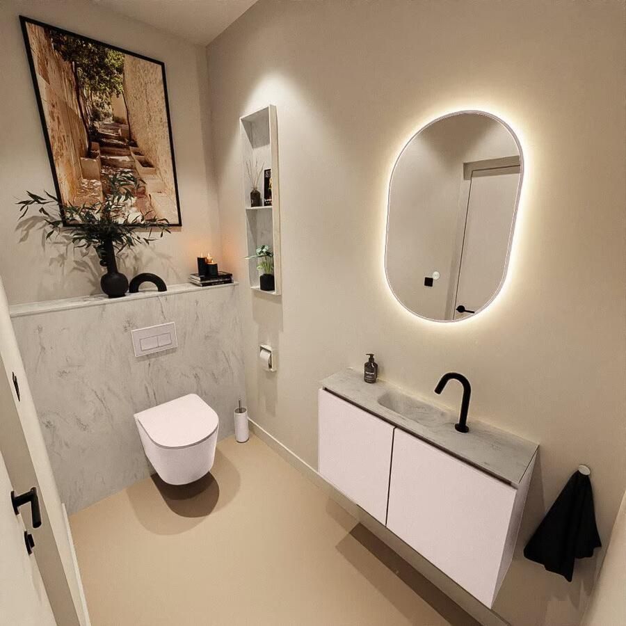 Mondiaz Toiletmeubel Ture Dlux | 80 cm | Meubelkleur Rosee | Eden wastafel Opalo Midden | 1 kraangat - Foto 1