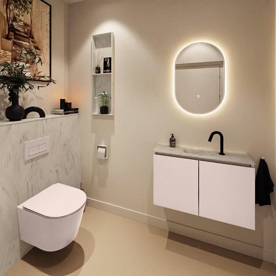 Mondiaz Toiletmeubel Ture Dlux | 80 cm | Meubelkleur Rosee | Eden wastafel Opalo Midden | 1 kraangat - Foto 2
