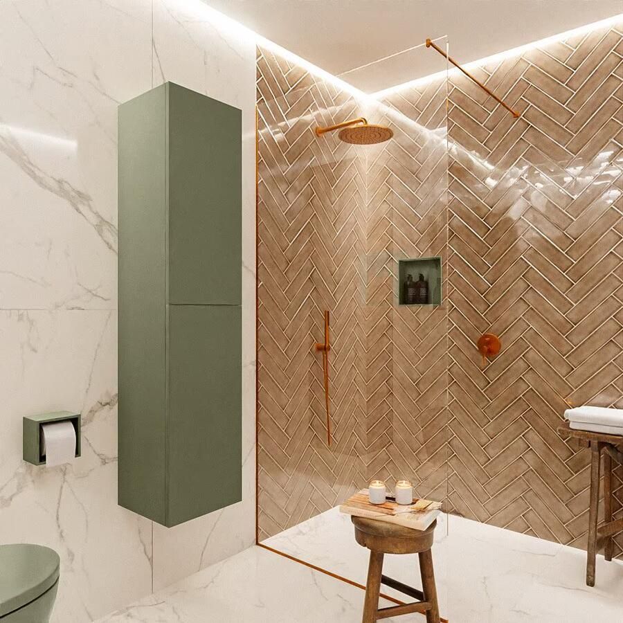 Mondiaz Vica Beam kolomkast 160 cm 2 deuren groen mat (Army) - Foto 2