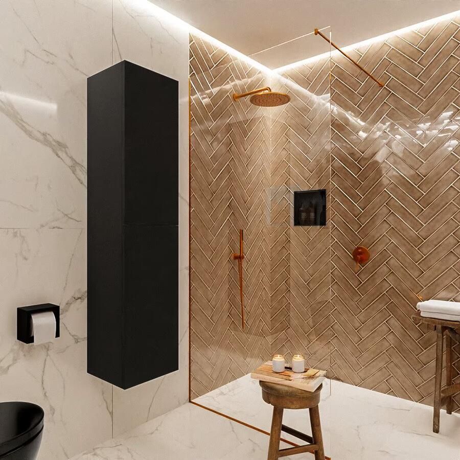 Mondiaz Vica Beam kolomkast 160 cm 2 deuren zwart mat (Urban)