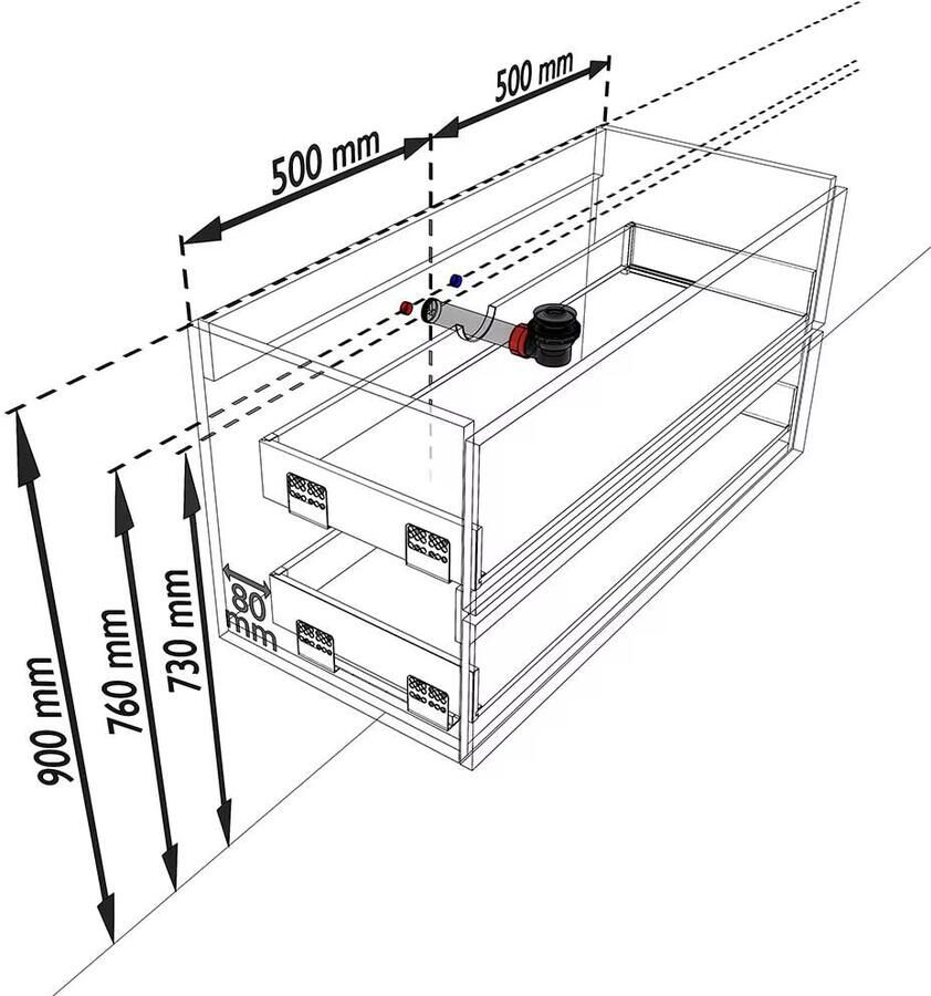 Mondiaz VICA Badkamermeubelset 100cm 2 lades wasbak Cloud midden 1 kraangat solid surface talc PC75341063 - Foto 3