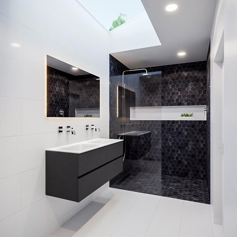 Mondiaz VICA Badkamermeubelset 120cm 4 lades wasbak Cloud dubbel 0 kraangaten solid surface darkgrey PC75341124 - Foto 4