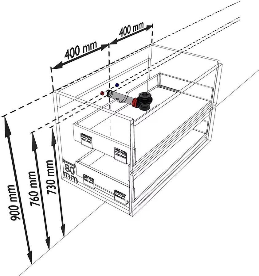 Mondiaz VICA Badkamermeubelset 80cm 2 lades wasbak Cloud midden 0 kraangaten solid surface talc PC75341056 - Foto 3
