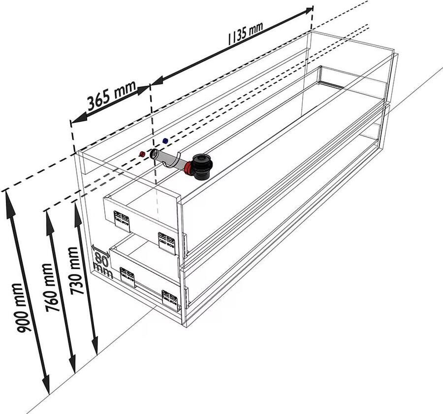 Mondiaz VICA Badkamermeubelset 150cm 2 lades wasbak Moon links 1 kraangat solid surface darkgrey PC75341049 - Foto 3