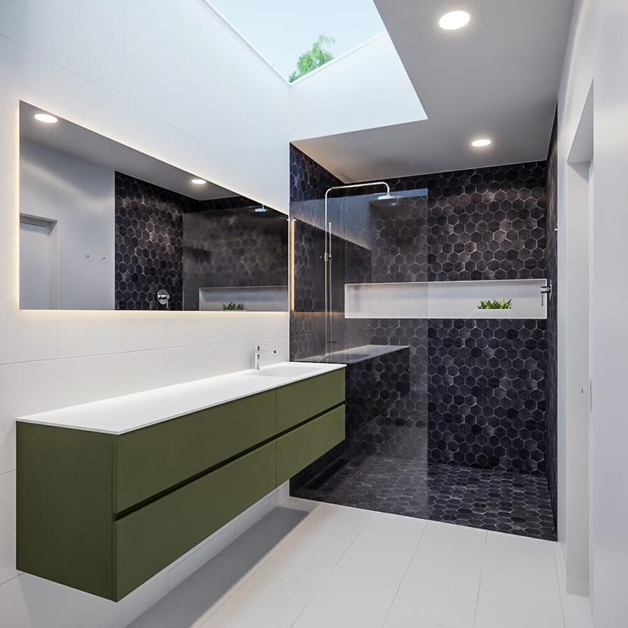 Mondiaz VICA Badkamermeubelset 200cm 4 lades wasbak Cloud rechts 1 kraangat solid surface army PC75341694 - Foto 1