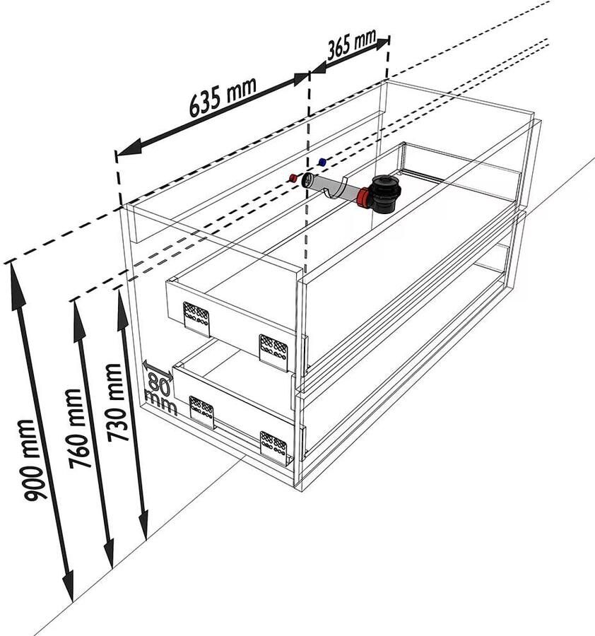 Mondiaz VICA Badkamermeubelset 100cm 2 lades wasbak Cloud rechts 0 kraangaten solid surface washed oak PC75341232 - Foto 3