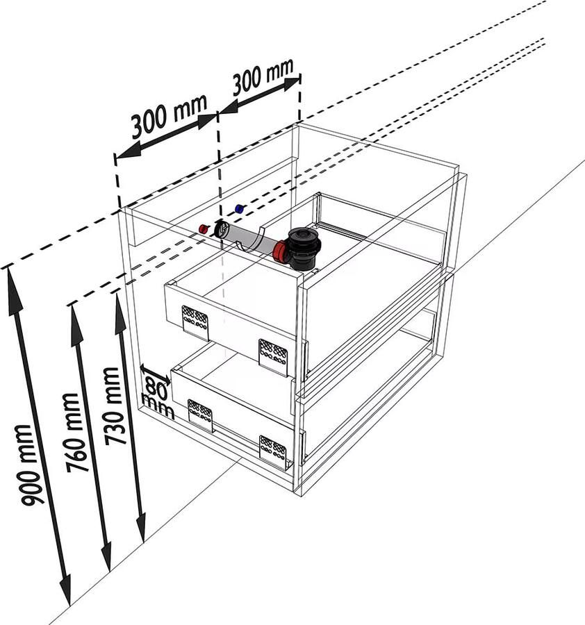 Mondiaz VICA Badkamermeubelset 60cm 2 lades wasbak Cloud midden 0 kraangaten solid surface darkgrey PC75341054 - Foto 2
