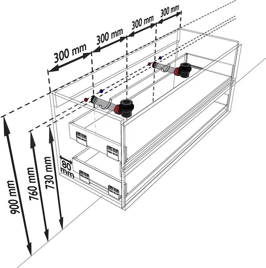Mondiaz VICA Badkamermeubelset 120cm 2 lades wasbak Cloud dubbel 2 kraangaten solid surface washed oak PC75341251 - Foto 3