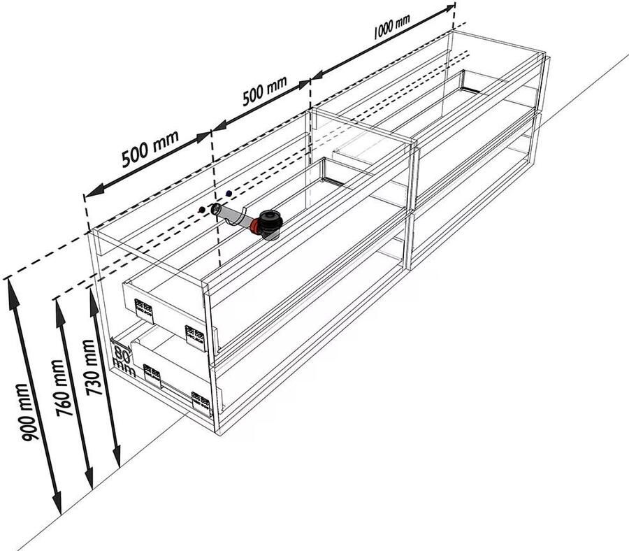 Mondiaz VICA Badkamermeubelset 200cm 4 lades wasbak Cloud links 0 kraangaten solid surface washed oak PC75341678 - Foto 2