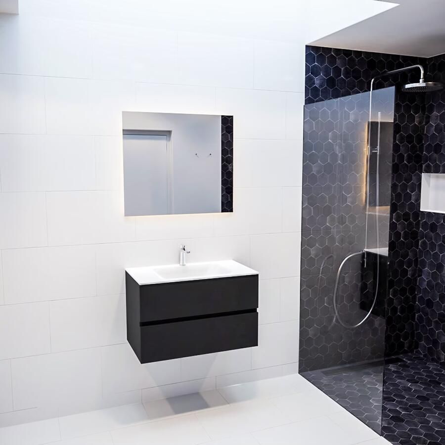 Mondiaz VICA Badkamermeubelset 80cm 2 lades wasbak Cloud midden 1 kraangat solid surface urban PC75341500 - Foto 3