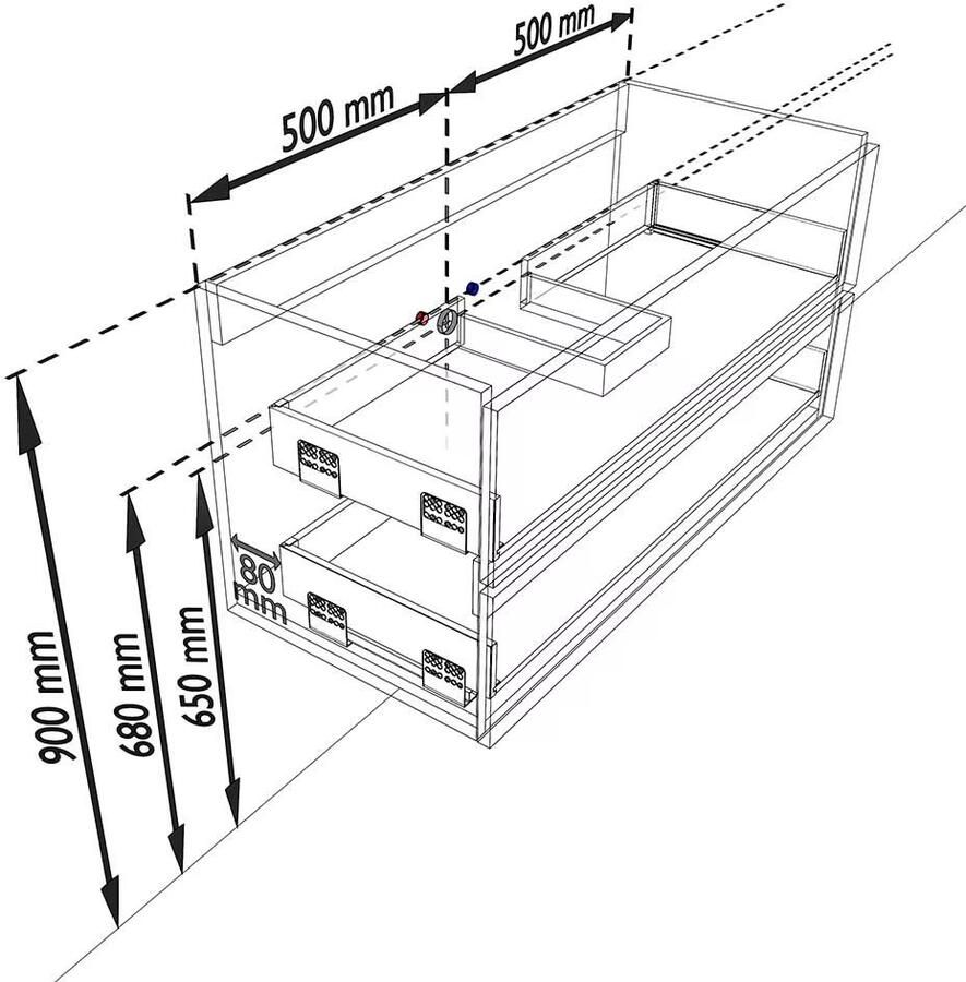 Mondiaz VICA Badkamermeubelset 100cm 2 lades wasbak Denia midden 1 kraangat keramiek washed oak PC75341321 - Foto 3