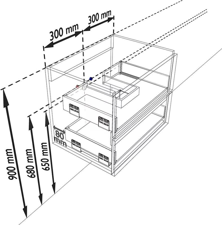 Mondiaz VICA Badkamermeubelset 60cm 2 lades wasbak Denia midden 1 kraangat solid surface darkgrey PC75341153 - Foto 2
