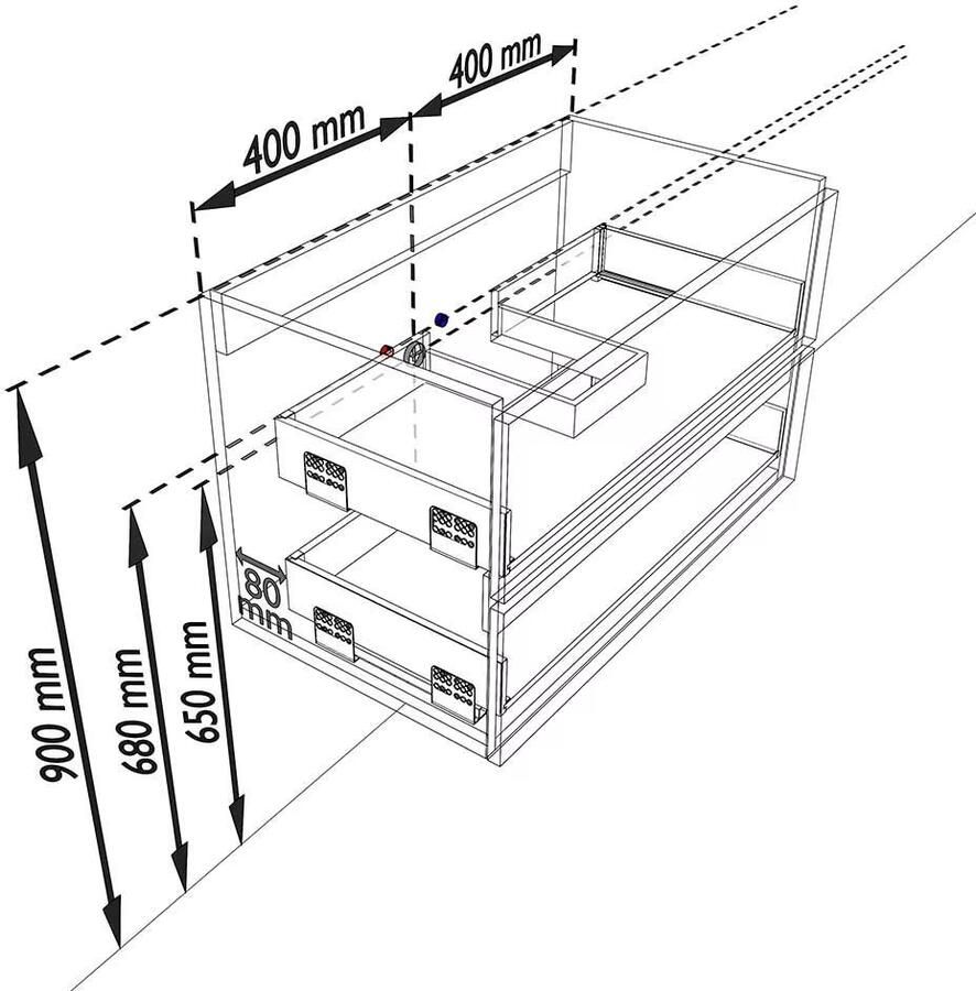 Mondiaz VICA Badkamermeubelset 80cm 2 lades wasbak Denia midden 1 kraangat solid surface talc PC75341154 - Foto 2