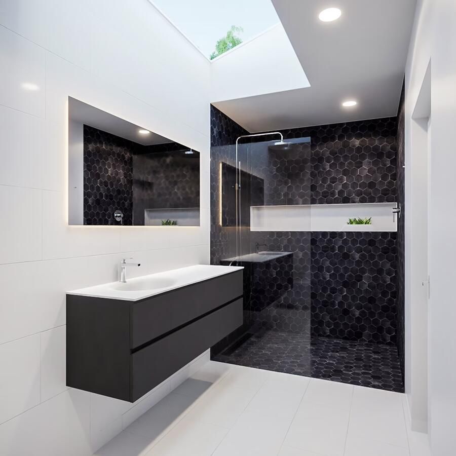 Mondiaz VICA Badkamermeubelset 150cm 2 lades wasbak Moon links 1 kraangat solid surface darkgrey PC75341049