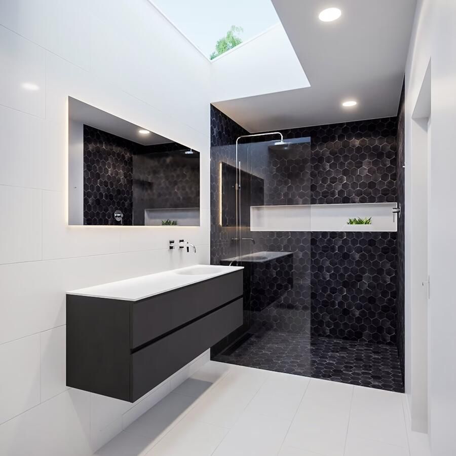 Mondiaz VICA Badkamermeubelset 150cm 2 lades wasbak Moon rechts 0 kraangaten solid surface darkgrey PC75341046 - Foto 4