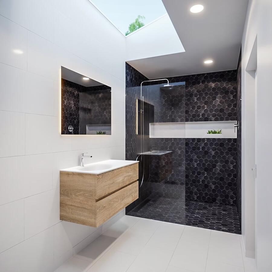 Mondiaz VICA Badkamermeubelset 100cm 2 lades wasbak Moon links 1 kraangat solid surface washed oak PC75341182 - Foto 4