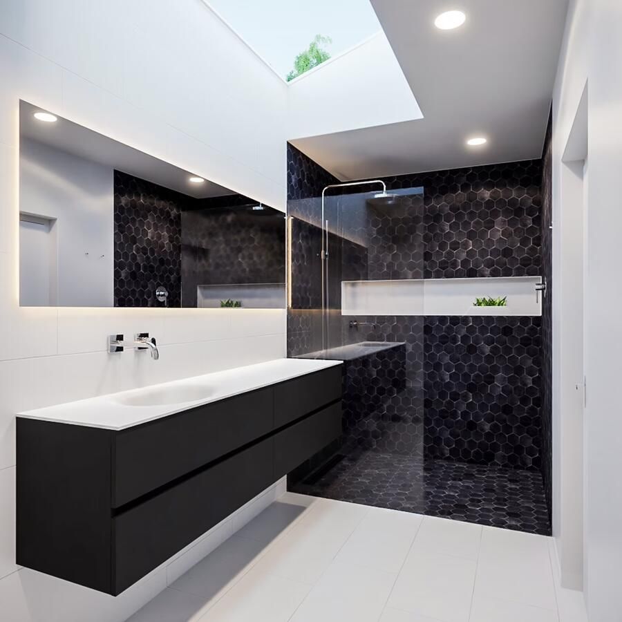 Mondiaz VICA Badkamermeubelset 200cm 4 lades wasbak Moon links 0 kraangaten solid surface urban PC75341696 - Foto 4