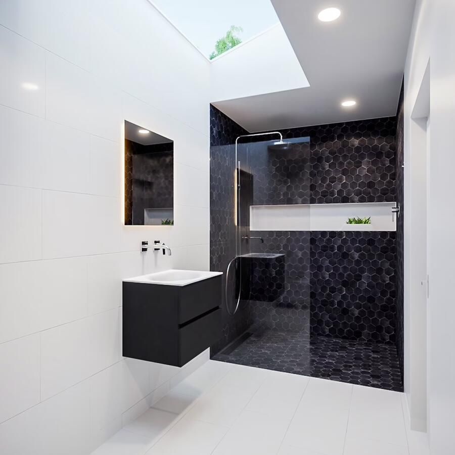 Mondiaz VICA Badkamermeubelset 60cm 2 lades wasbak Moon midden 0 kraangaten solid surface urban PC75341465 - Foto 5