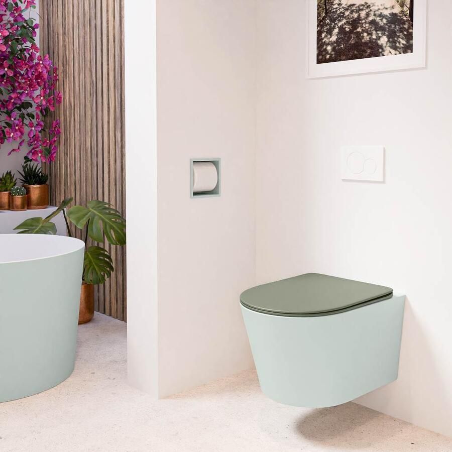 Mondiaz Wandcloset Lavie | Zonder spoelrand | Incl.Toiletzitting-Army | Keramiek | Greey (licht grijs)