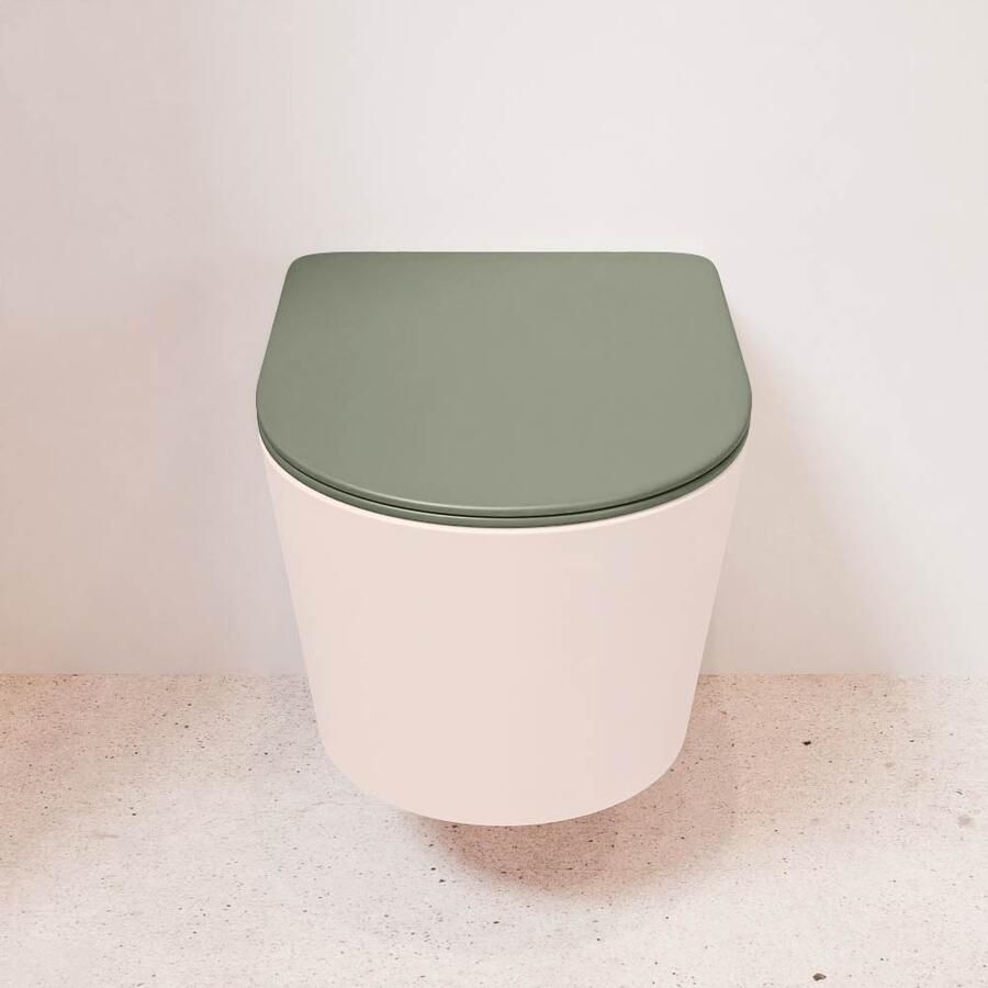 Mondiaz Wandcloset Lavie | Zonder spoelrand | Incl.Toiletzitting-Army | Keramiek | Rosee - Foto 3