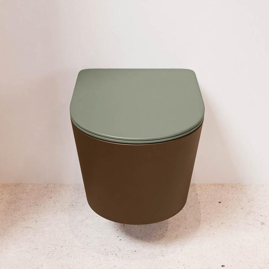 Mondiaz Wandcloset Lavie | Zonder spoelrand | Incl.Toiletzitting-Army | Keramiek | Rust (bruin)