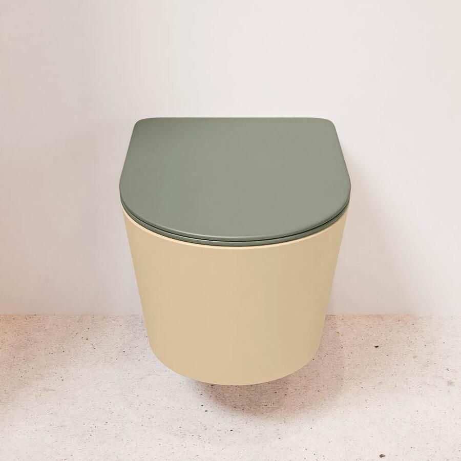 Mondiaz Wandcloset Lavie | Zonder spoelrand | Incl.Toiletzitting-Army | Keramiek | Sand