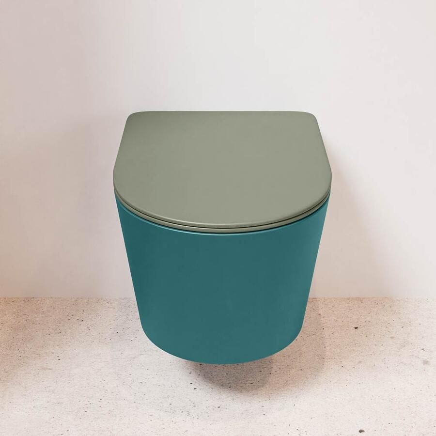 Mondiaz Wandcloset Lavie | Zonder spoelrand | Incl.Toiletzitting-Army | Keramiek | Smag (turquoise)
